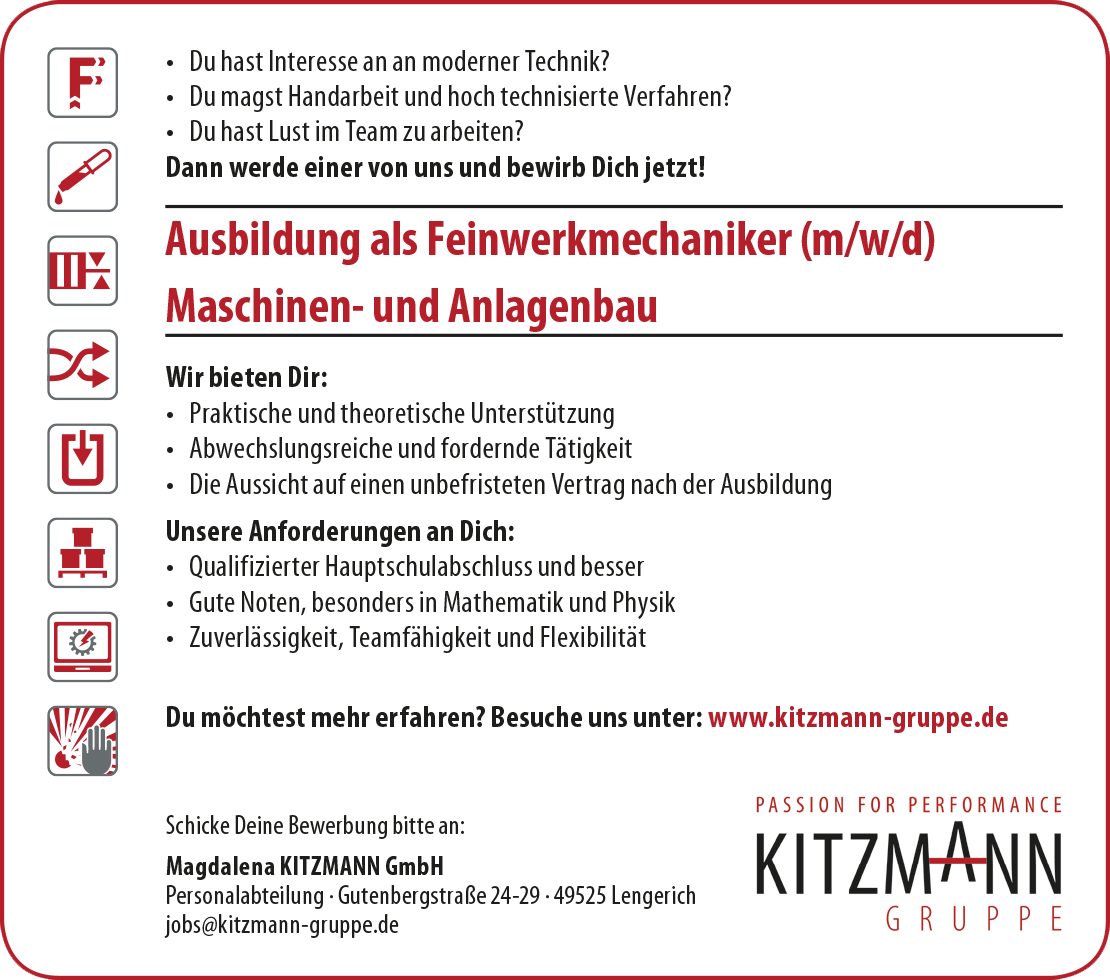 Stellenangebot Ausbildung als Feinwerkmechaniker (m/w/d) Maschinenbau Stellenangebot Ausbildung als Feinwerkmechaniker (m/w/d) Maschinenbau