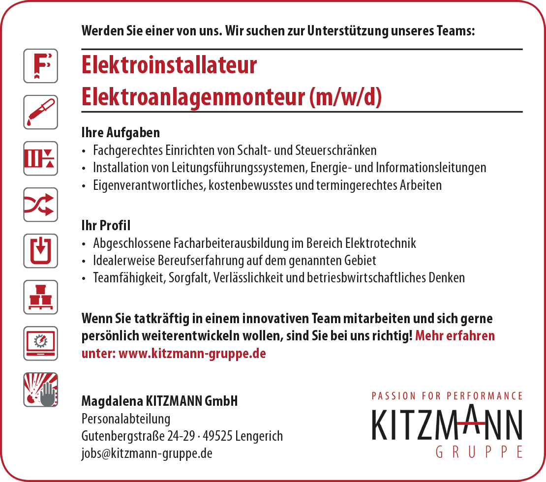 Stellenangebot Elektroinstallateur/Elektroanlagenmonteur (m/w/d) Stellenangebot Elektroinstallateur/Elektroanlagenmonteur (m/w/d)